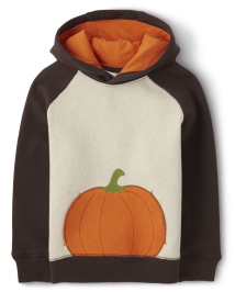 Boys Applique Pumpkin Fleece Hoodie - Lil' Pumpkin