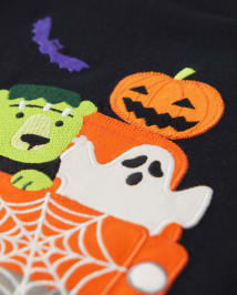 Haut superposé brodé pour garçon avec motif camion d'Halloween - Trick or Treat