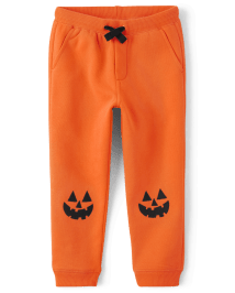 Boys Embroidered Jack-O-Lantern Fleece Jogger Pants - Trick or Treat