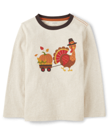 Boys Embroidered Turkey Top - Happy Harvest