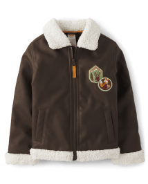 Boys faux leather hot sale bomber jacket