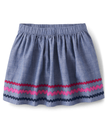 Girls Ric Rac Chambray Skort - Apple Orchard