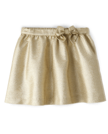 Girls Bow Metallic Jacquard Skirt - Winter Wonderland