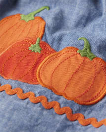 Girls Embroidered Pumpkin Chambray Skort - Lil' Pumpkin
