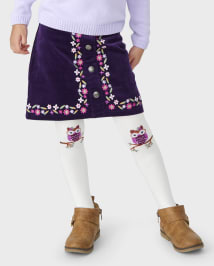 Girls Embroidered Floral Corduroy Woven Skirt Magical Meadow