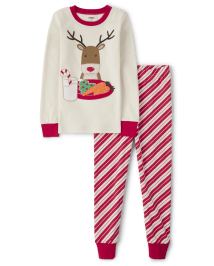 Pyjama ajusté en coton avec motif de renne brodé pour enfants - Gymmies