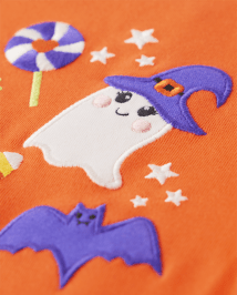 Girls Embroidered Halloween Doodles Top - Trick or Treat