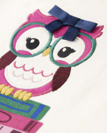 Girls Embroidered Owl Top - Prep School