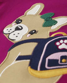 Girls Embroidered Dog Top - Prep School