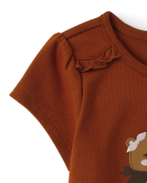 Girls Embroidered Bear Top - Montana Mountain