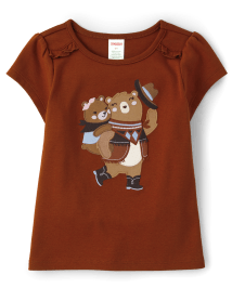 Girls Embroidered Bear Top - Montana Mountain