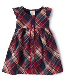 Baby Girls Matching Family Plaid Poplin Babydoll Dress - Apple Orchard