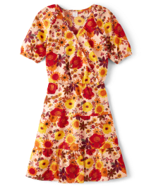 Womens Mommy And Me Floral Flannel Tiered Dress - Happy Harvest