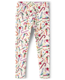 Girls Candy Cane Print Knit Leggings Very Merry HALO WHITE Gymboree CA