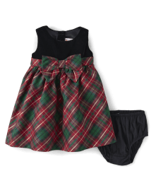 Baby Girls Matching Family Plaid Bow Fit And Flare Dress - A Royal Christmas