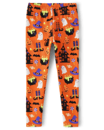 Girls Halloween Doodle Leggings - Trick or Treat