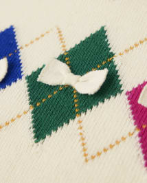 Girls Intarsia Argyle V-Neck Sweater - Prep School