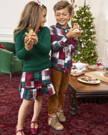 Boys Corduroy Roll Cuff Pants - Christmas Cabin