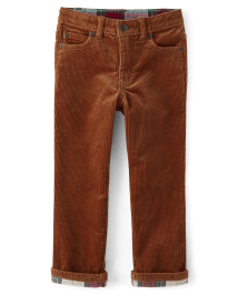 Boys Corduroy Roll Cuff Pants - Christmas Cabin