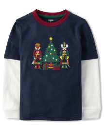 Boys Christmas Tree Layered Top - Nutcracker