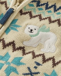 Pull Zippé Ours Polaire Intarsia Garçon - Nordic Adventure