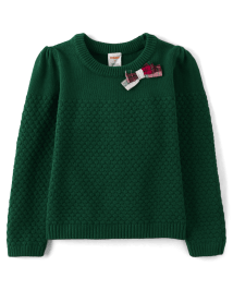 Girls Bow Sweater - Christmas Cabin