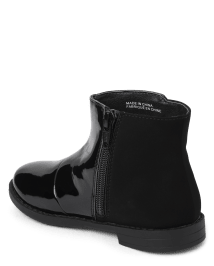 Girls Faux Patent Leather Pearl Boots - Ladies And Gentlemen