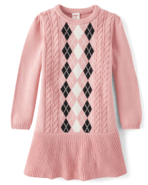 Fille Argyle Intarsia à basque Robe chandail - Ladies And Gentlemen