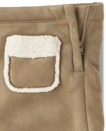 Girls Faux Suede Patch Pocket Skirt