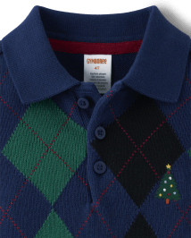 Polo pull en Intarsia Argyle pour garçons - Casse-Noisette