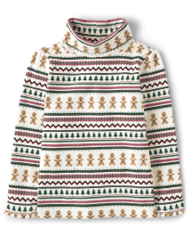 Girls Gingerbread Fairisle Turtleneck - Christmas Cabin