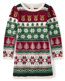Girls christmas sweater dress discount