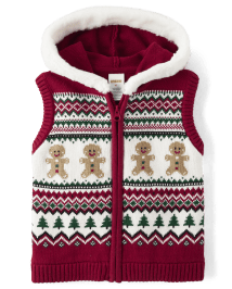 Girls Intarsia Gingerbread Fairisle Sweater Vest - Holiday Express