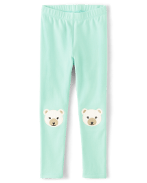 Girls Applique Polar Bear Leggings - Nordic Adventure