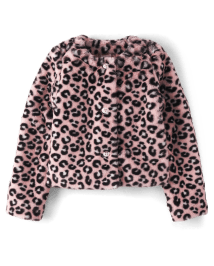 Girls leopard fur coat top