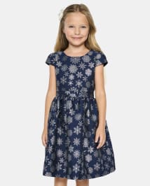 Girls snowflake dress clearance