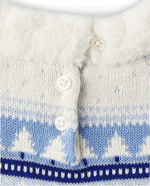 Robe-chandail à volants en jacquard flocon de neige pour fille