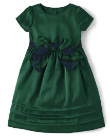 Girls Mommy And Me Plaid Bow Pintuck Dress - Nutcracker
