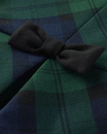 Girls Plaid Bow Pleated Ponte Jumper - Nutcracker