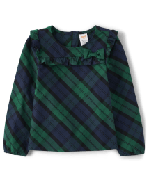 Girls Plaid Ruffle Top - Nutcracker
