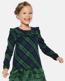 Girls Plaid Ruffle Top - Nutcracker