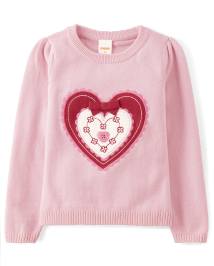 Girls Long Sleeve Lace Heart Sweater Valentine Cutie PINK Gymboree CA