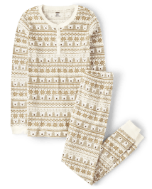 Mens Matching Family Long Sleeve Polar Bear Fairisle Thermal Pajamas WHITE Gymboree CA