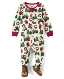 Unisex Baby Matching Family Long Sleeve Christmas Footed One Piece Pajamas Gymmies WHITE Gymboree CA