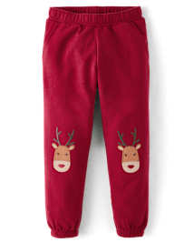 Girls Reindeer Fleece Jogger Pants - Holiday Express