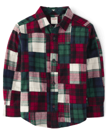 Chemise à carreaux avec patch pour garçon - Cabane de Noël