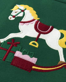 Girls Embroidered Rocking Horse Ruffle Top - Nutcracker