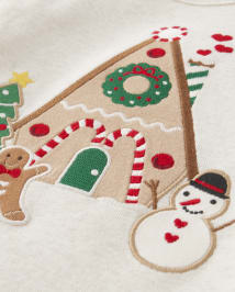 Haut Maison en Pain d'Épices Brodé Fille - Cabane de Noël
