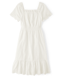 Womens Mommy And Me Eyelet Linen-Blend Tiered Dress