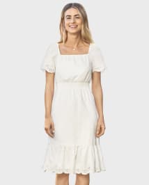 Womens Mommy And Me Eyelet Linen-Blend Tiered Dress